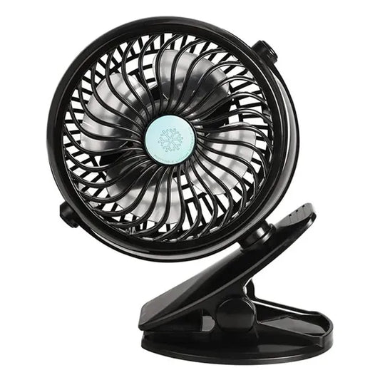 10 cm clip‑on battery fan, 4 W‑blade, black portable