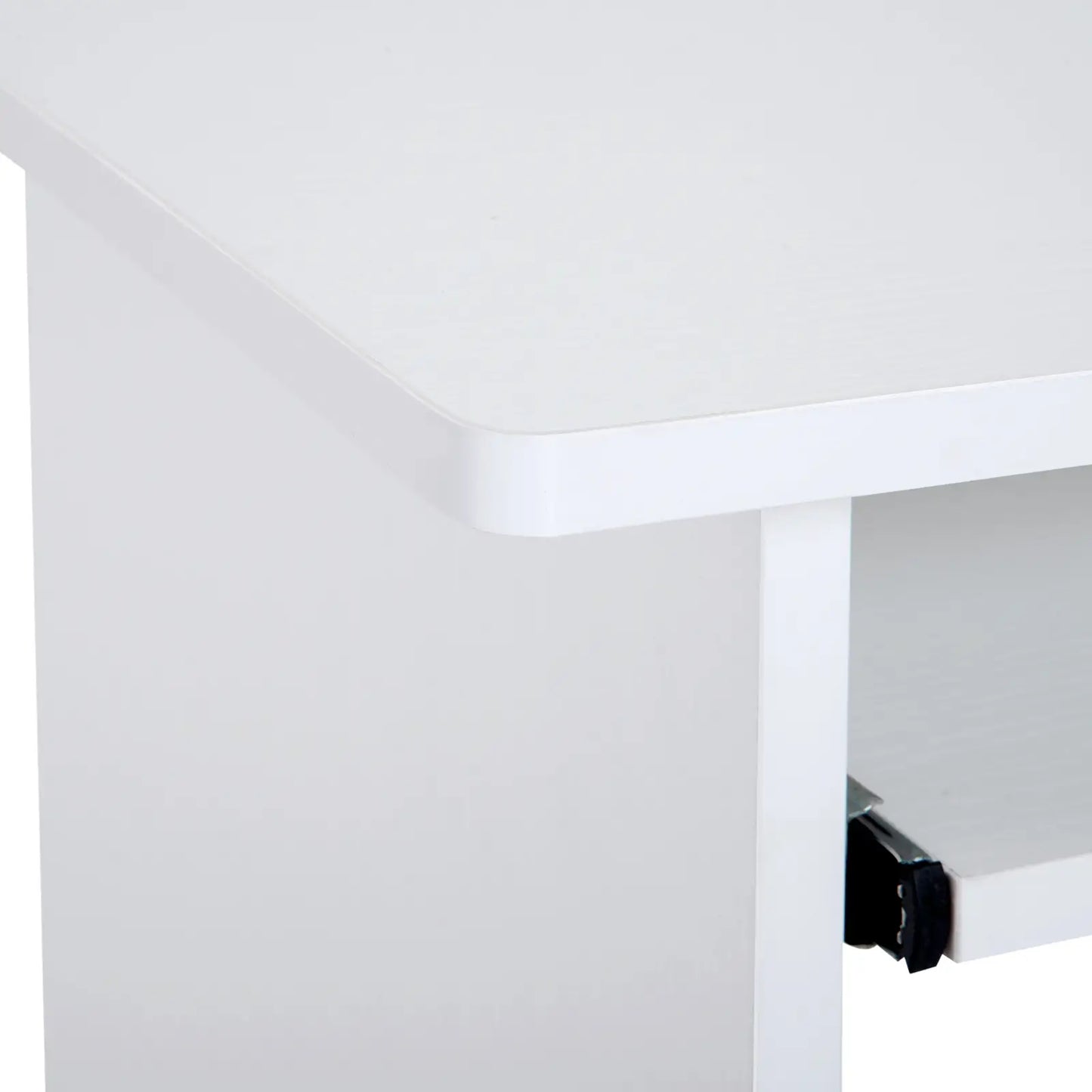 Space-Saving Home Office Desk, Modern Computer Desk, PC Stand, CPU Shelf and Pull-Out Wooden Keyboard Tray, 80x45x75cm, White