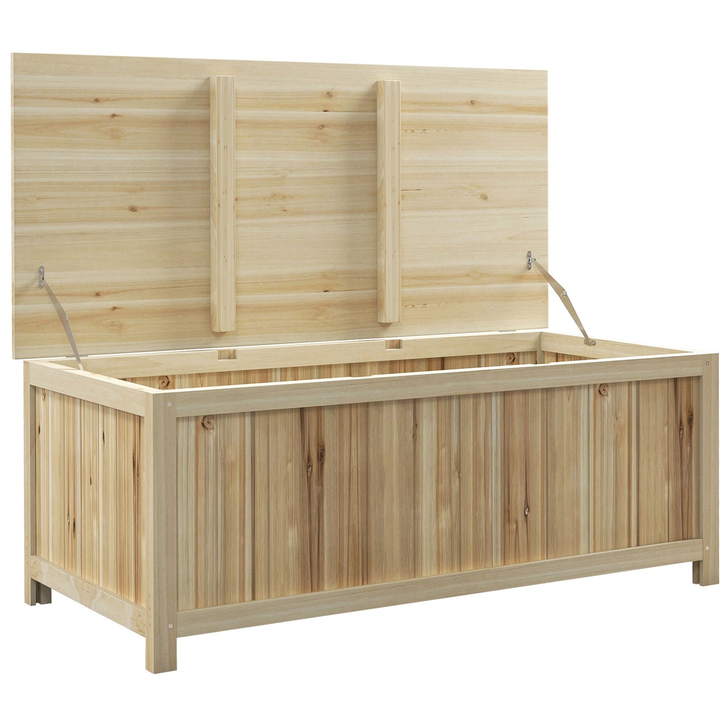 72L Fir Wood Garden Storage Bench, 120x55x45cm, Wood Color