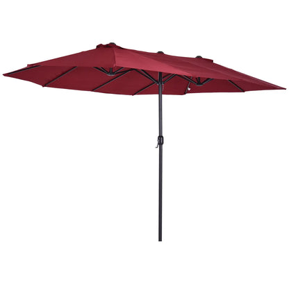 Double Garden Umbrella with Crank Opening, in Steel and Polyester, 460x270x240 cm, Red