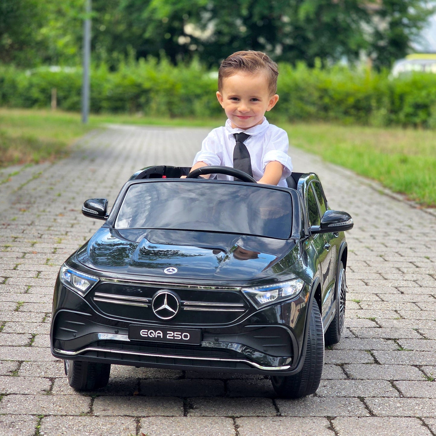 Electric Ride-On Toy Car for Kids Ages 3-8 with Remote Control, Headlights and Horn, Black