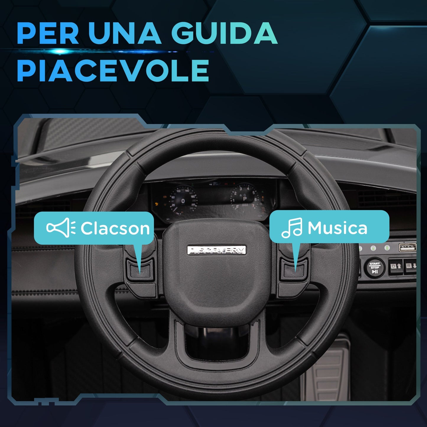 Electric Ride-On Car for Kids Licensed Land Rover with Headlights, Horn and Belt, 106x65.5x51 cm, Black