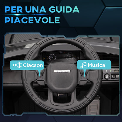 Electric Ride-On Car for Kids Licensed Land Rover with Headlights, Horn and Belt, 106x65.5x51 cm, Black