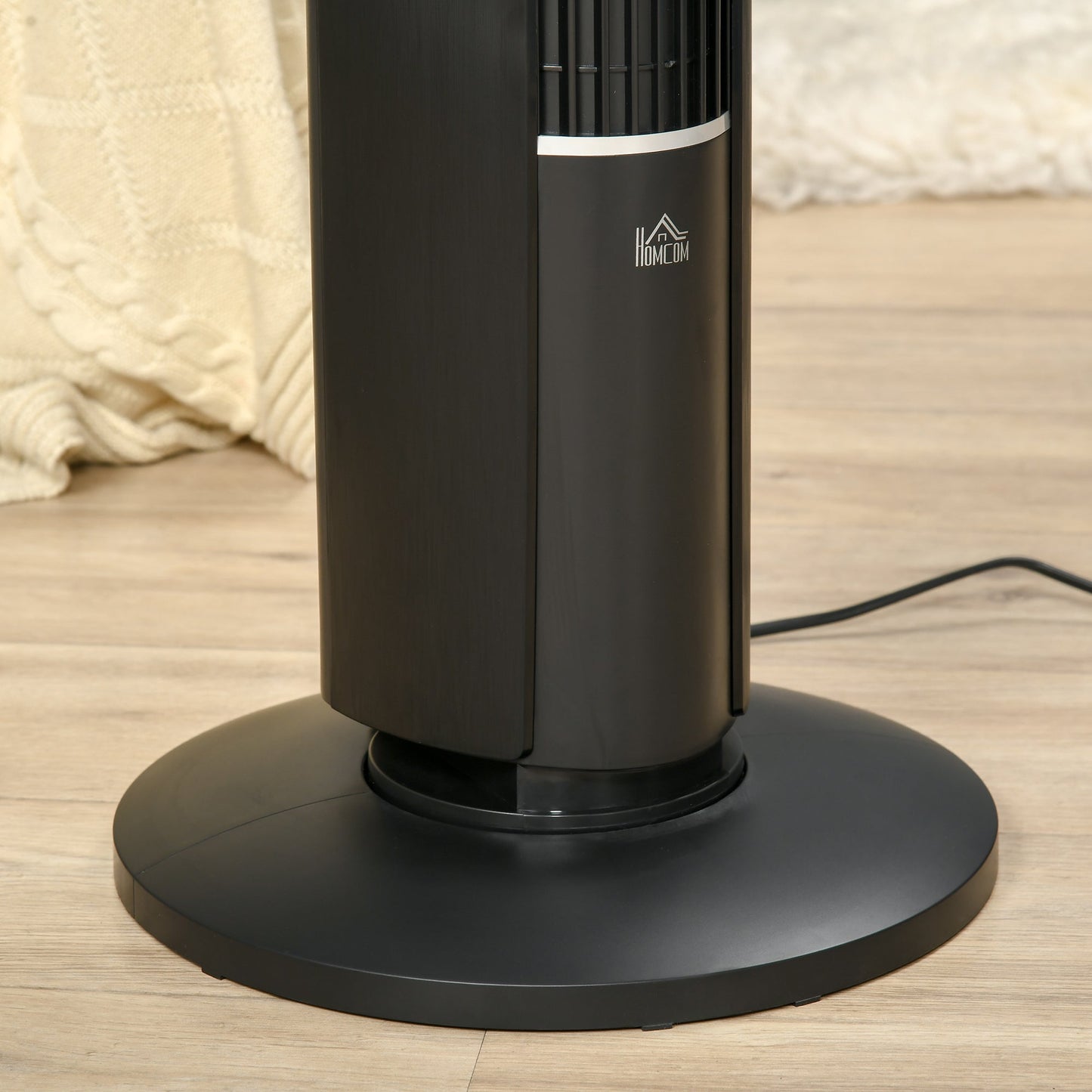 Tower Fan with 3 Speeds and 4 Modes, 12h Timer, LED Panel and Remote Control, Black