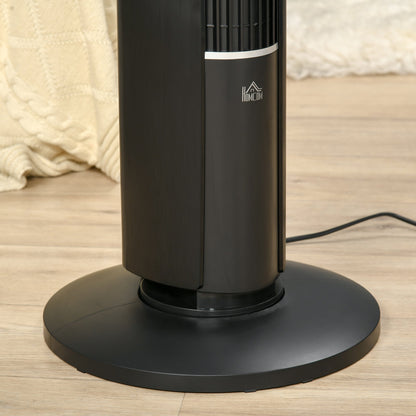 Tower Fan with 3 Speeds and 4 Modes, 12h Timer, LED Panel and Remote Control, Black