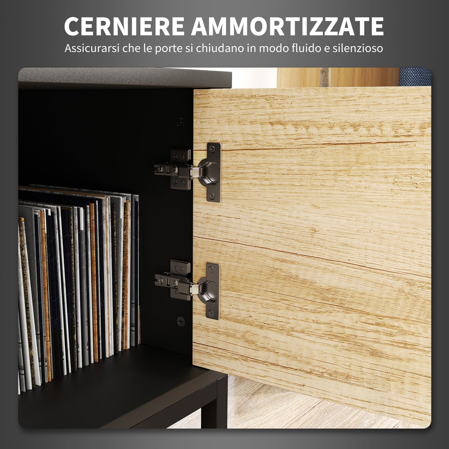 TV Cabinet 60" with Cabinet, 2 Drawers and Open Shelves, 140x35x45 cm, Natural Wood