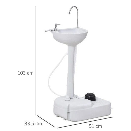 Portable Camping Sink with 2 Wheels, 17L Water Tank and 2.5L Soap Tank, 51x33.5x103cm