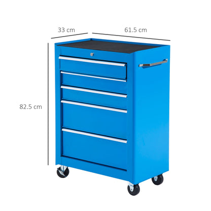 Tool Trolley Equipment Storage with Drawer Blue 61.5 x 33 x 82.5cm