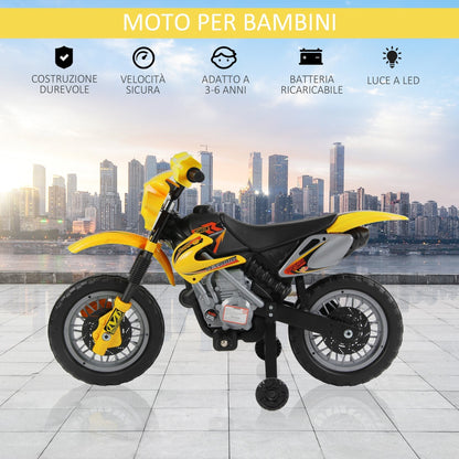 Moto Electric Cross with yellow wheel for children 3 years and more, 6v speed 6v 2.5km/h battery, 102 x 53 x 66cm