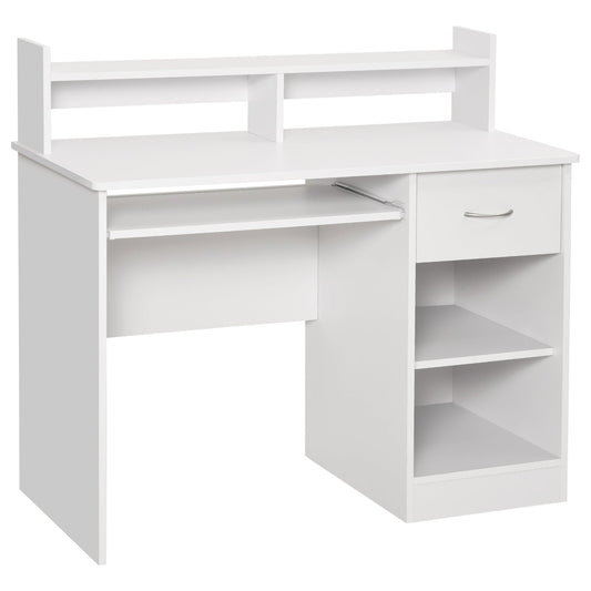 compact desk for white wooden computers with removable keyboard shelf and shelves 104 x 48 x 95.5cm