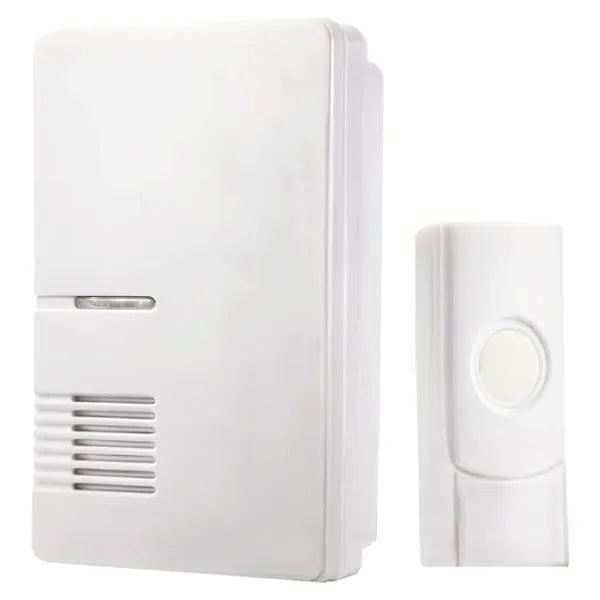 Wireless Doorbell, IP44, Battery Powered, 200m Range, White