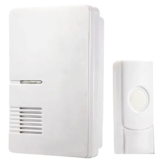 Wireless Doorbell, IP44, Battery Powered, 200m Range, White