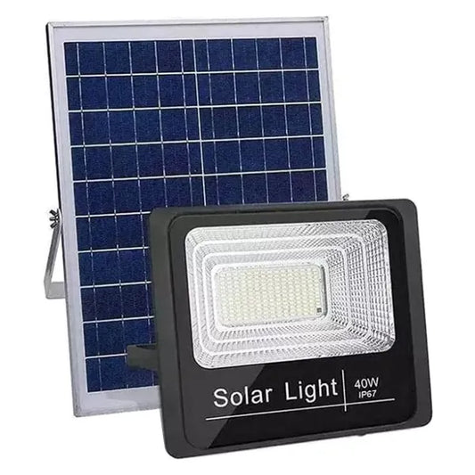 40 W Solar-Powered LED Spotlight Kit, 6500 K, IP67, Dimmable, Remote
