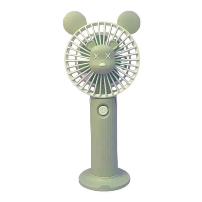 10 cm portable fan, 7‑blade, battery powered, phone stand, LED