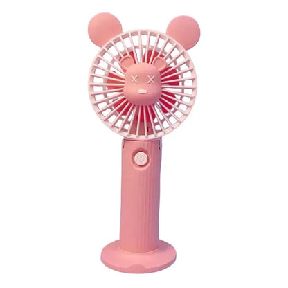 10 cm portable fan, 7‑blade, battery powered, phone stand, LED