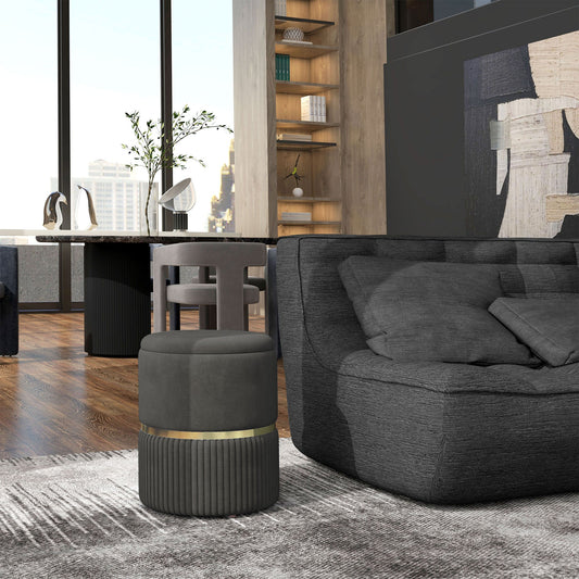 Storage Pouf 120 kg max for Living Room, Entrance and Bedroom, in Polyester, 36x36x44 cm, Grey