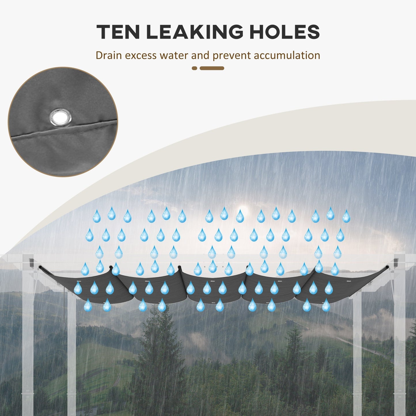 3x3m Garden Gazebo Replacement Canopy with 10 Holes, Polyester Cover, Grey