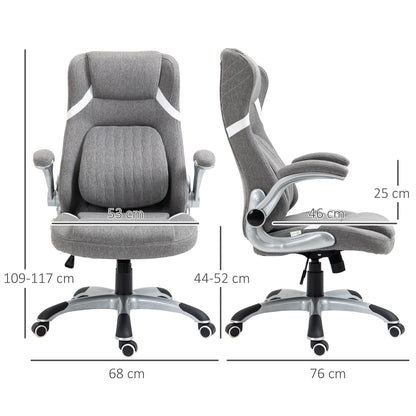 Breathable Fabric and Steel Reclining Office Chair with Adjustable Height, 68x76x109-117 cm