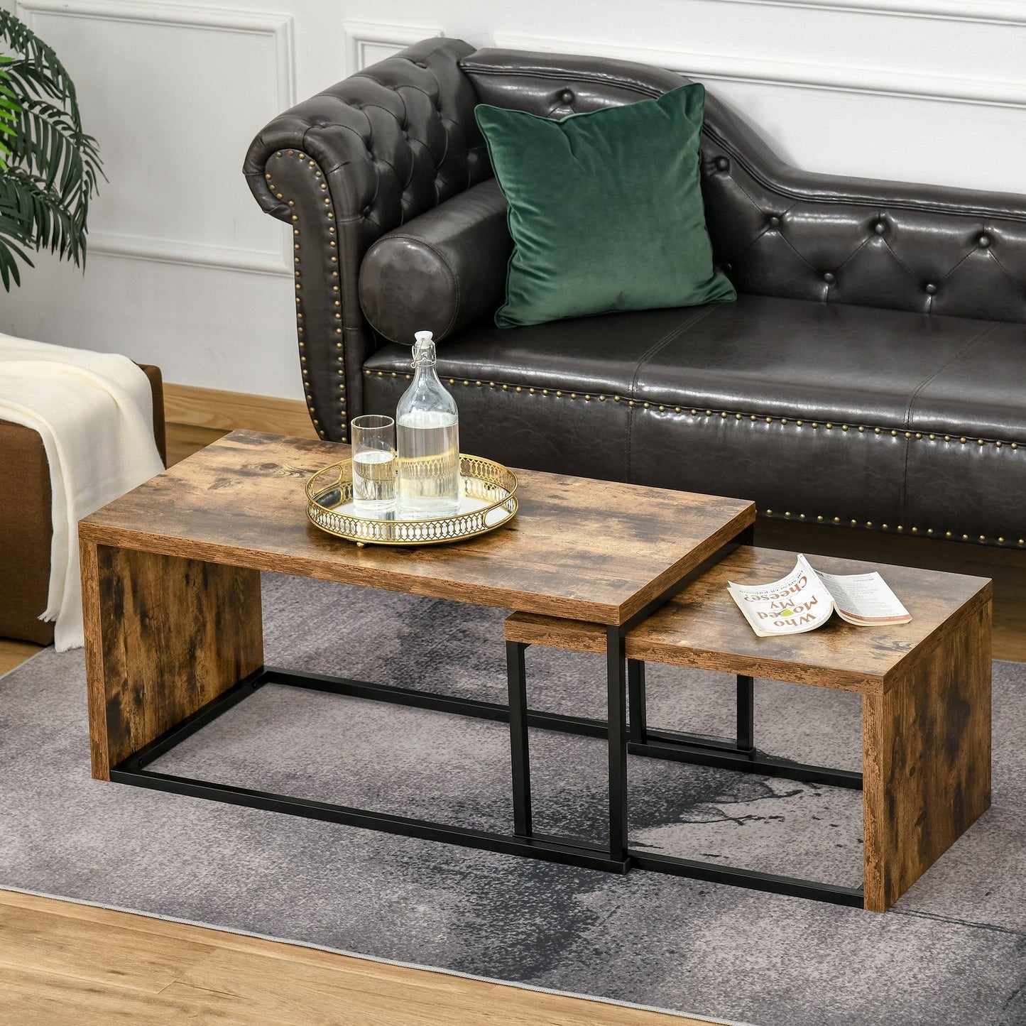 DAHLIA | Set of 2 Brown Living Room / Coffee Tables