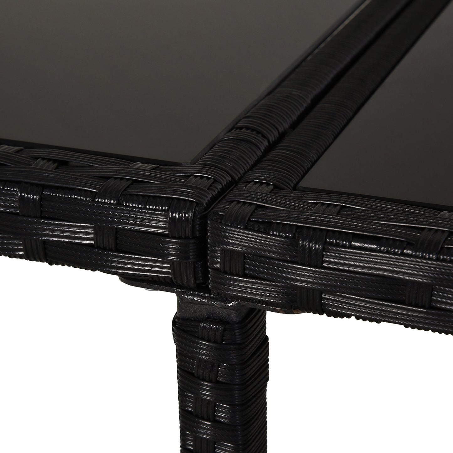 LUMIJA | 11 Piece Outdoor Rattan Garden Furniture Set with Tempered Glass Table and Cushions, Dining Set, Black