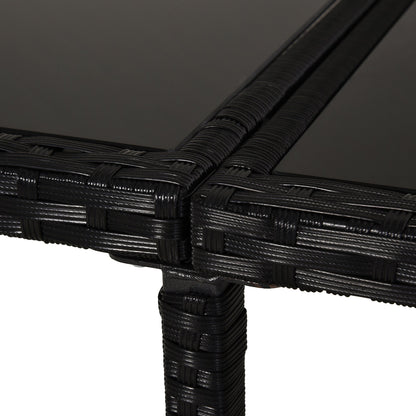 LUMIJA | 11 Piece Outdoor Rattan Garden Furniture Set with Tempered Glass Table and Cushions, Dining Set, Black