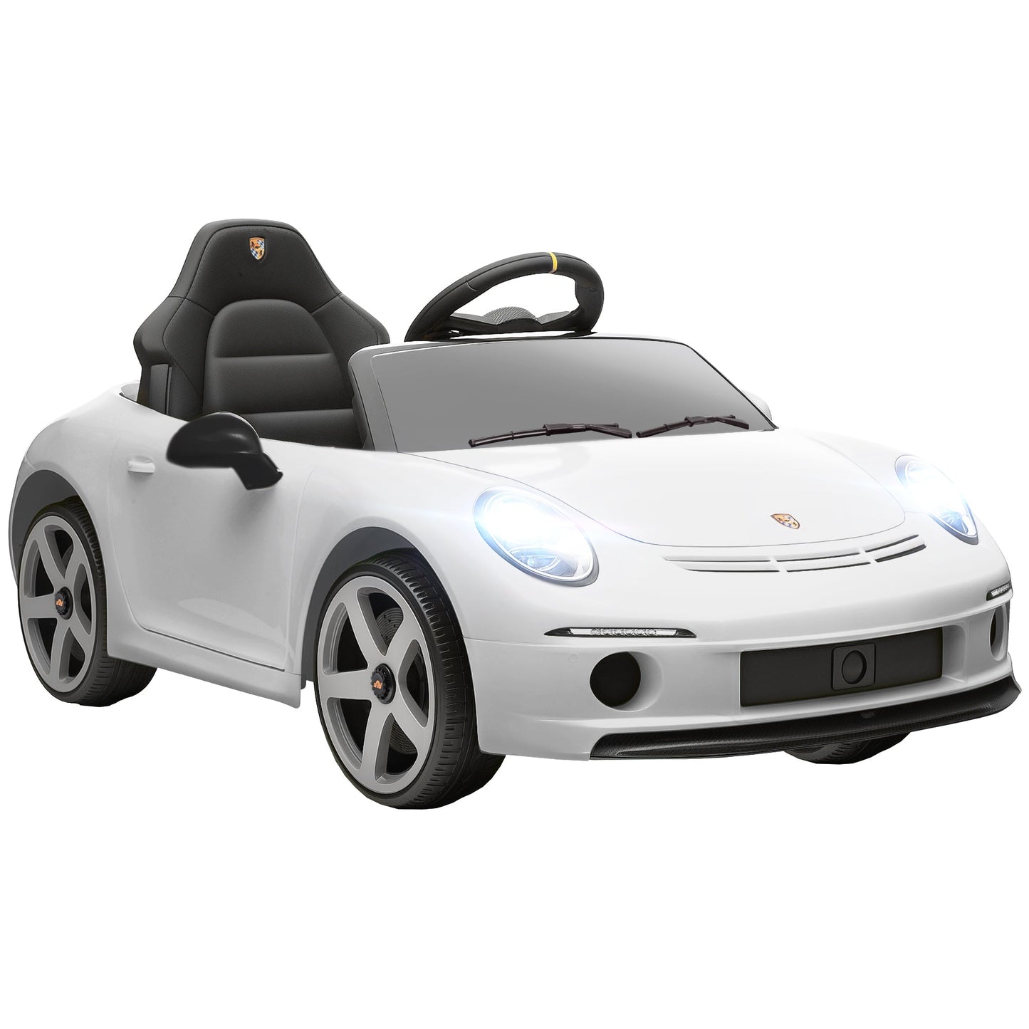 Officially Licensed RUF GT Ride-On Toy Car for Kids Ages 3-5, Remote Control, Seat Belt and Music, White
