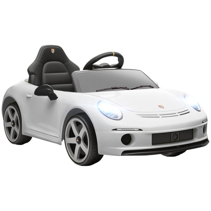 Officially Licensed RUF GT Ride-On Toy Car for Kids Ages 3-5, Remote Control, Seat Belt and Music, White