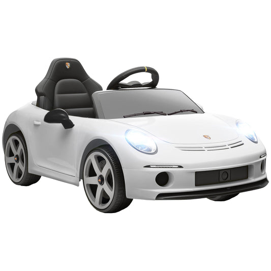 Officially Licensed RUF GT Ride-On Toy Car for Kids Ages 3-5, Remote Control, Seat Belt and Music, White