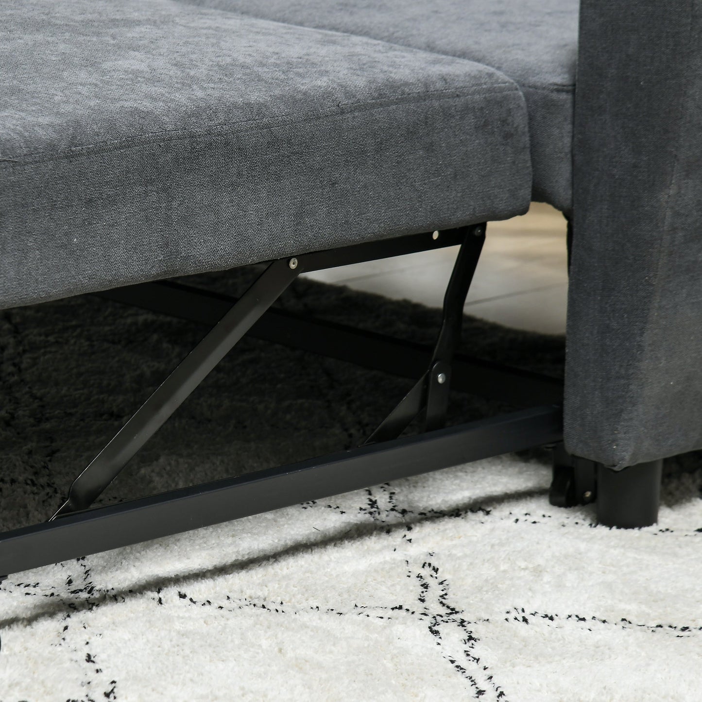 Sofa Bed with 3-Level Adjustable Backrest, in Velvet Effect Fabric, 148x87x88 cm, Grey