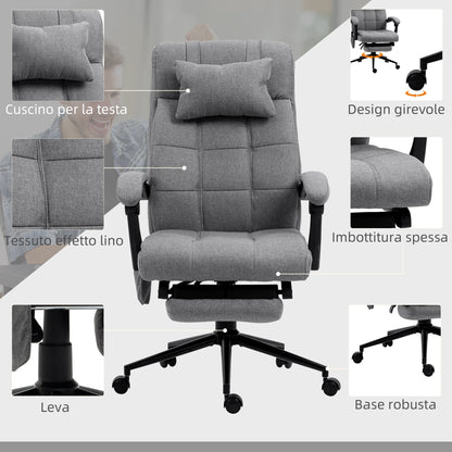 Reclining and Heating Office Chair with 6 Massage Points and 5 Modes, Gray