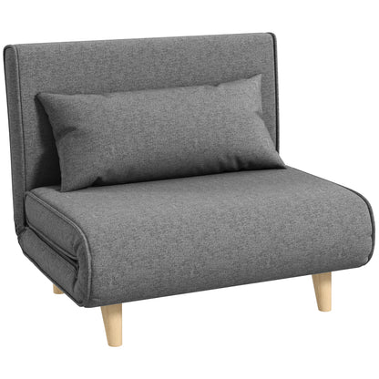3 in 1 armchair bed with reclining backrest in 6 positions in fabric, 94x78x80 cm, Gray