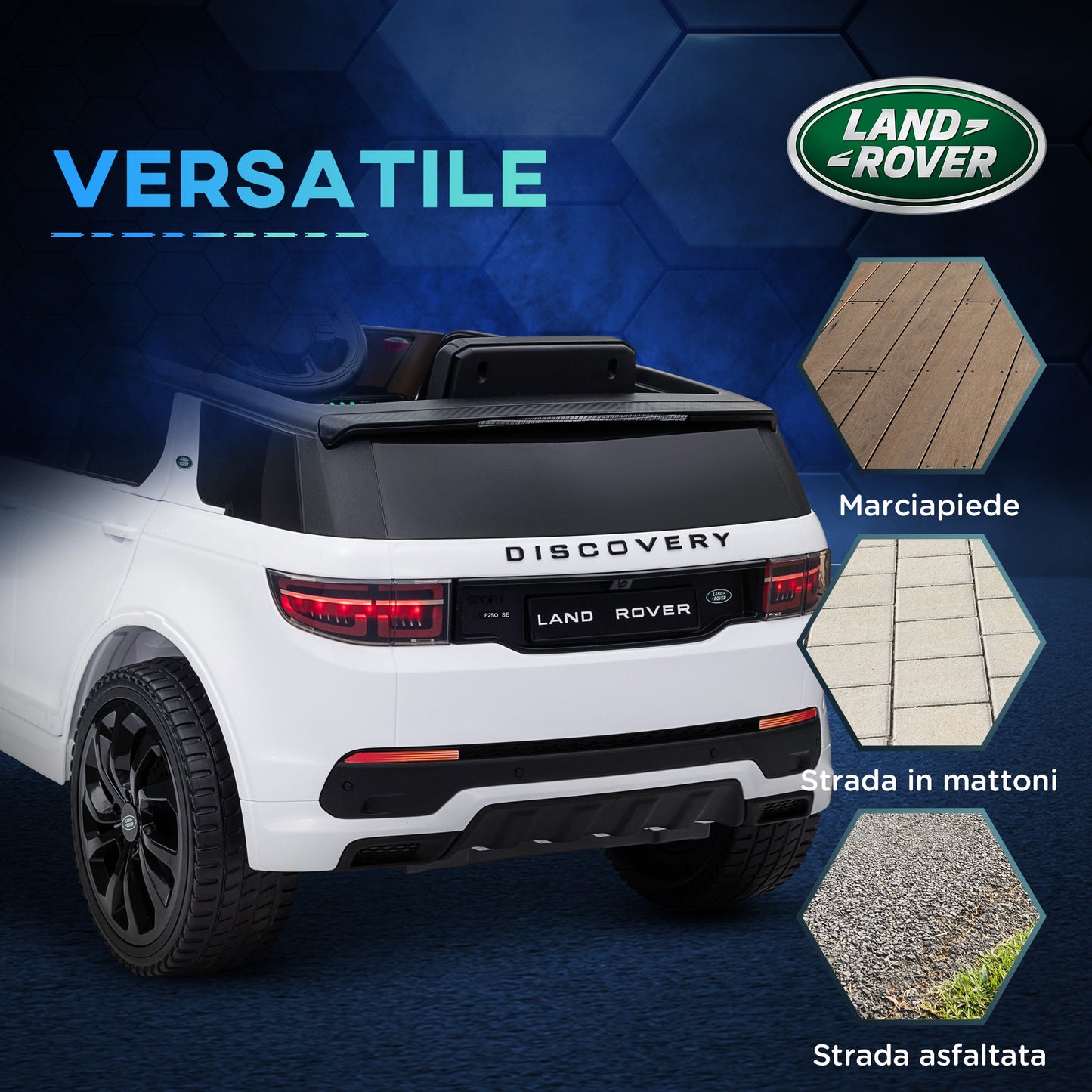 Electric Ride-On Car for Kids Licensed Land Rover with Headlights, Horn and Belt, 106x65.5x51 cm, White
