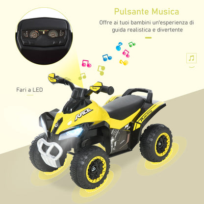 Quad for Children 18-36 Months Manual Push with Integrated Sounds, in PP and Metal, 44x67.5x38 cm, Yellow