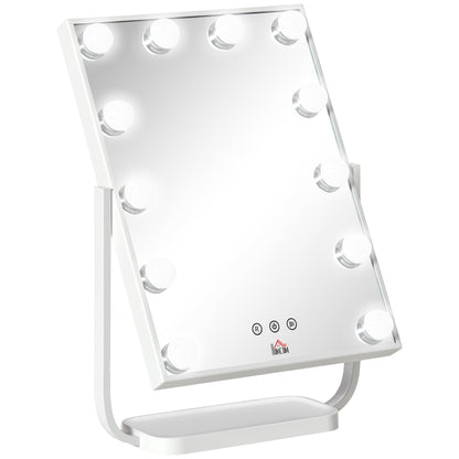 Tilting Illuminated Makeup Mirror with 12 LED Lights and Adjustable Brightness, 32.8Lx11x47.4cm