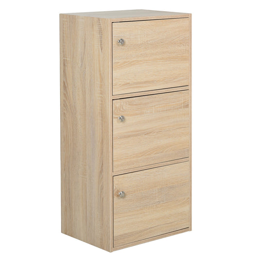 Multiuse cabinet with 3 wooden shelves and 3 doors for home or office 48 x 34 x 100cm