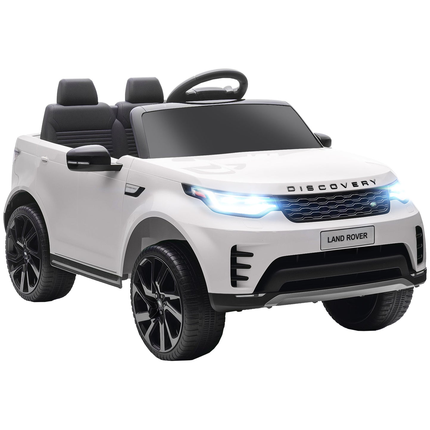 Electric Ride-On Toy Car for Kids, Land Rover License, with LED Headlights, Horn and Remote Control, 105x68.5x58 cm, White
