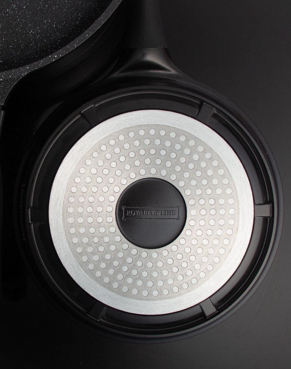 14 pcs, cookware set, black, removeable handle, marble coated, glass lids, ROYALTYLINE ES2014M-BK