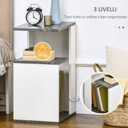 NEW Design Chipboard Open Shelf Nightstand, 35x29.5x60 cm, Grey and White