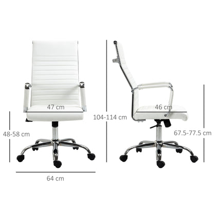 Ergonomic Faux Leather Office Chair, Swivel and Rocking Seat, 54x62x104-114 cm, White