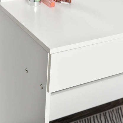 Hollywood Vanity Mirror with 12 LED Lights and White Wooden Stool