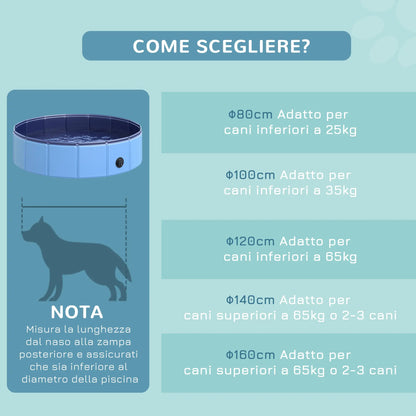 Foldable Plastic Dog Pool with Stable Edge for Pets, Ø80 x 20 cm, Blue
