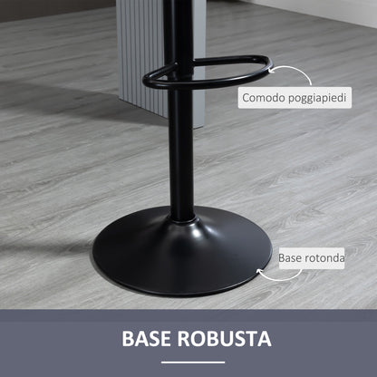 Set of 2 Bar Stools with Backrest and Footrest, Swivel with Adjustable Height, Grey