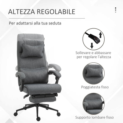 Ergonomic office chair with adjustable height with armrests and footrests, 66x70x115-123 cm, Grey