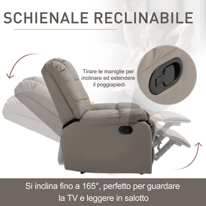 Relax Armchair with 8 Massage Points and 165° Reclining in Faux Leather, Grey