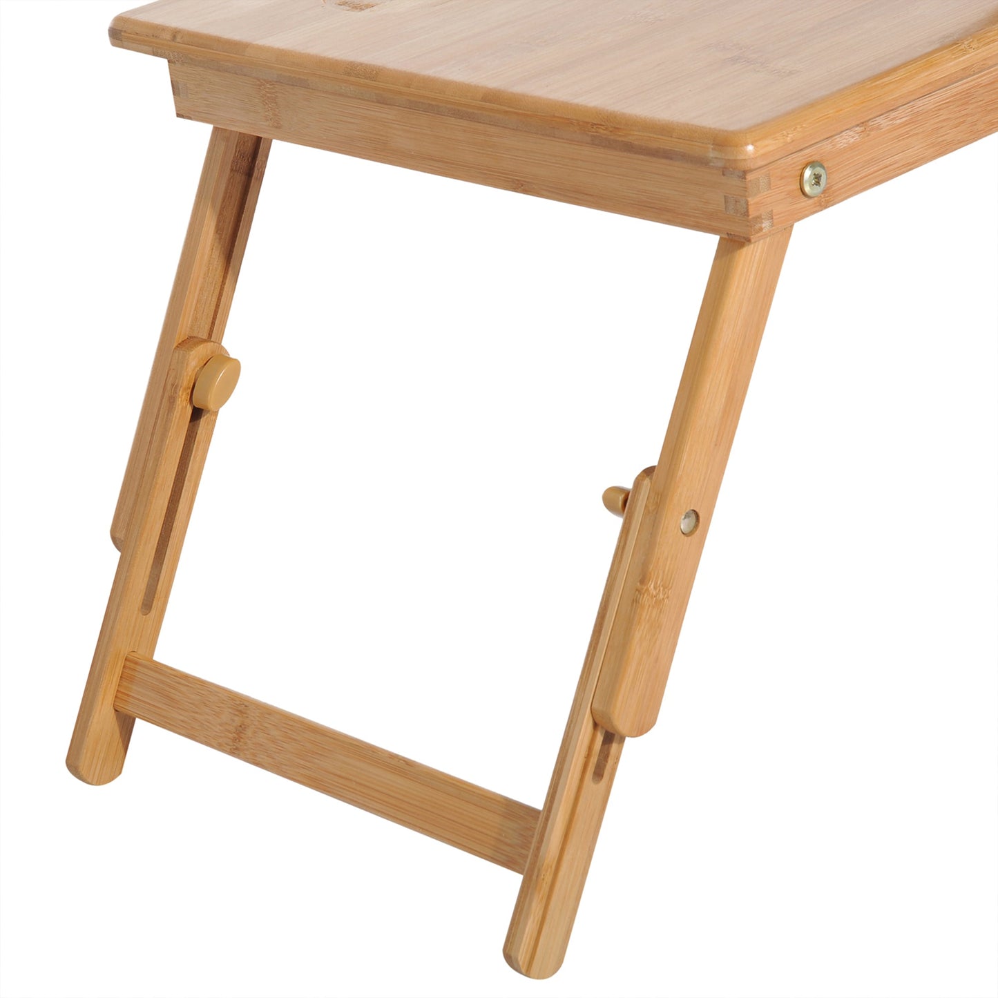 Folding and Tilting PC Bed Table with Drawer, 72x35x22-30, Wood Color