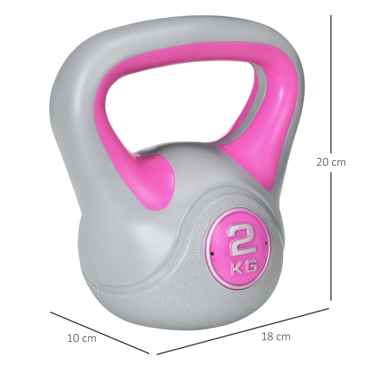 Kettlebell 8kg in PU and Sand with Flat Base and Handle for Deadlifts, Squats and Lifts, 18x10x20 cm, Pink