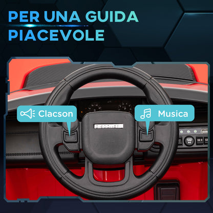 Electric Ride-On Car for Kids Licensed Land Rover with Headlights, Horn and Belt, 106x65.5x51 cm, Red