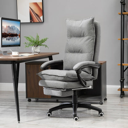 Padded Office Chair with 6 Massage Points, Adjustable Height and Wheels, 70x62x120-130 cm, Grey