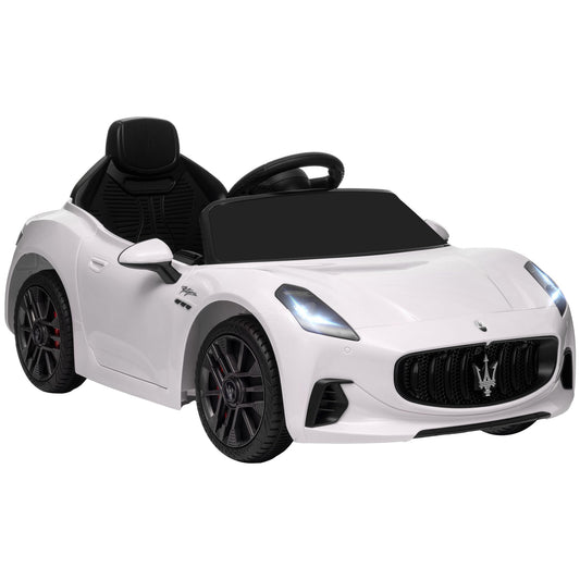 12V Maserati Gran Turismo Folgore Children's Car with Remote Control, Age 3-5 Years, White