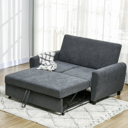 Sofa Bed with 3-Level Adjustable Backrest, in Velvet Effect Fabric, 148x87x88 cm, Grey